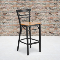 Flash Furniture XU-DG6R9BLAD-BAR-NATW-GG Metal Restaurant Bar Stool in Black Natural